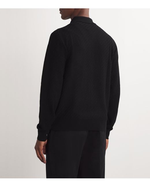 Brioni Black Cotton-Silk Collared Sweater for men
