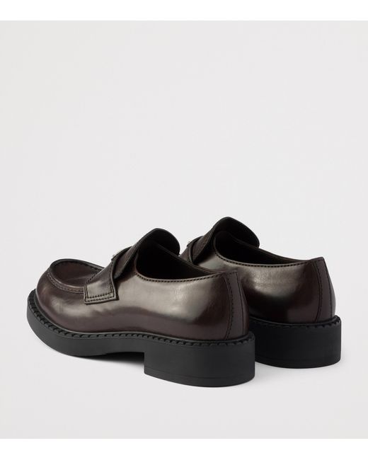 Prada Brown Aged Leather Chunky Loafers