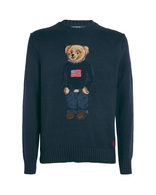 Polo Ralph Lauren Blue Cotton-Linen Bear Sweater for men