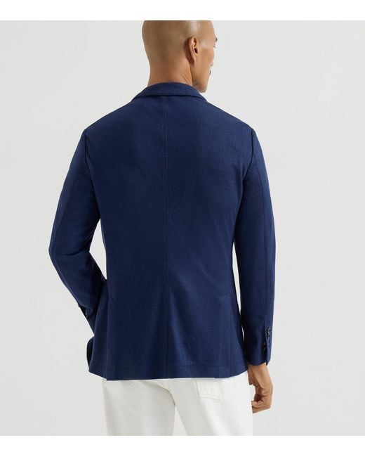 Brunello Cucinelli Blue Cashmere Jersey Blazer for men
