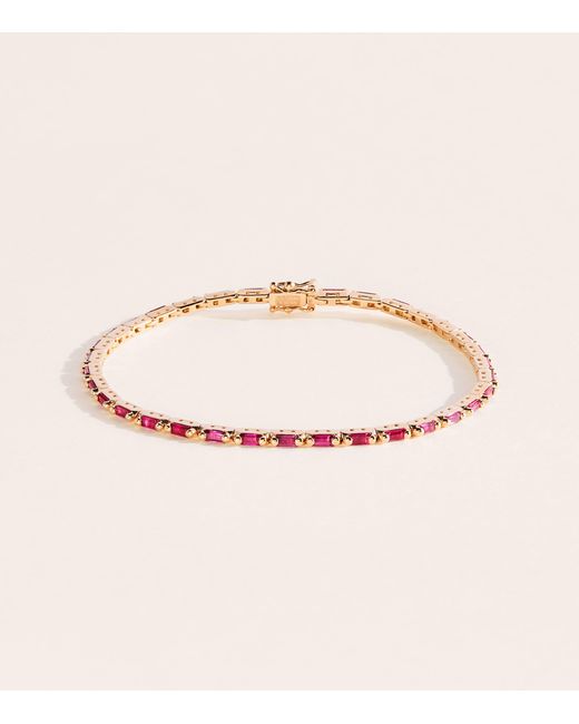 Suzanne Kalan Metallic And Ruby Bold Linear Tennis Bracelet