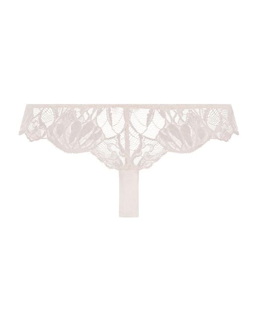 Hanro White Lace-Trim Lysia Thong