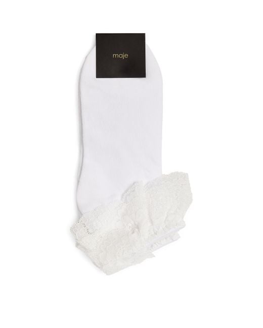 Maje White Lace-Trimmed Socks