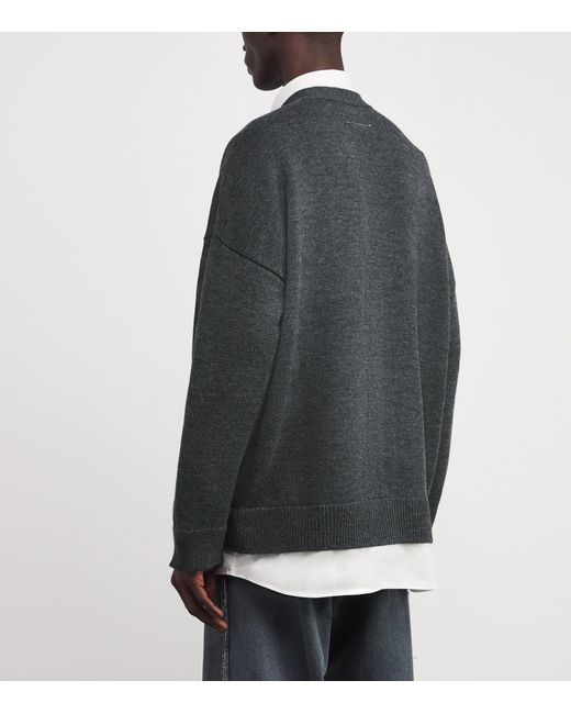 MM6 by Maison Margiela Black Wool Varsity Cardigan for men