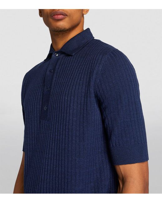 Lardini Blue Linen-cotton Polo Shirt for men
