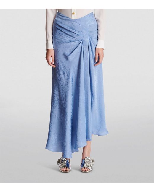 Balmain Blue Ruched Maxi Skirt