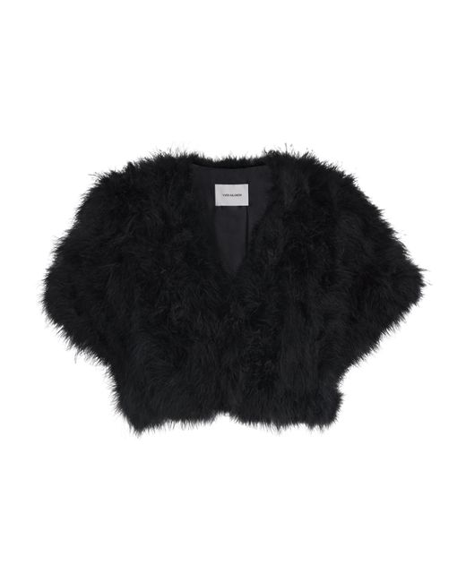 Yves Salomon Black Feather Bolero Jacket