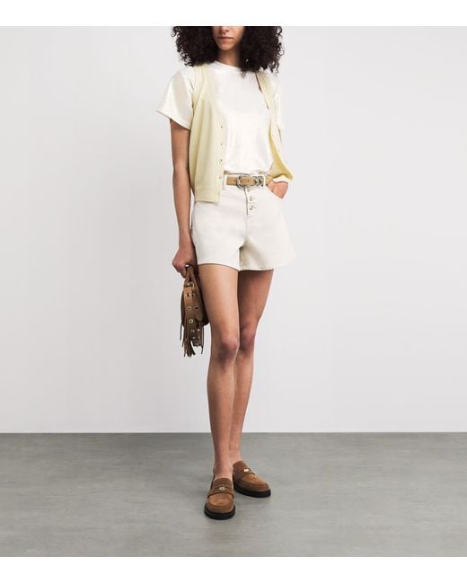 Maje White Lamé T-Shirt