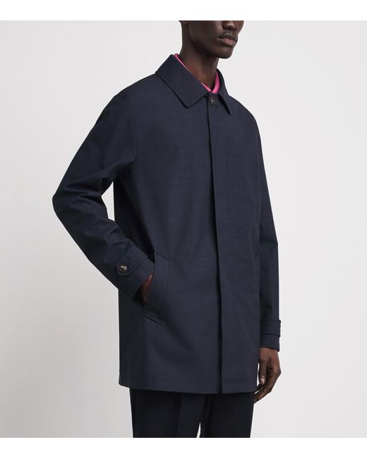 Pal Zileri Blue Water-Repellent Car Coat for men