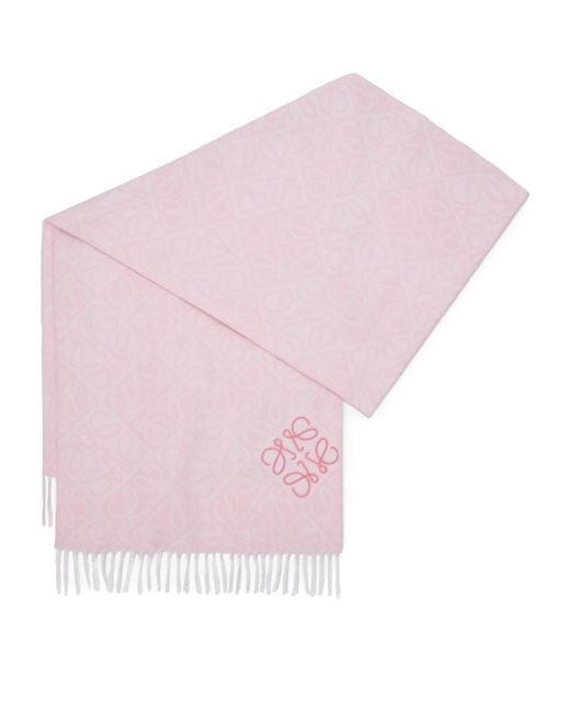 Loewe Pink Wool-Cashmere Anagram Scarf