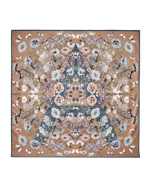 Aspinal Metallic Silk Printed Square Scarf