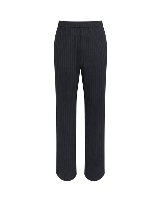 Barena Blue Stretch-Virgin Wool Pinstripe Drawstring Trousers for men