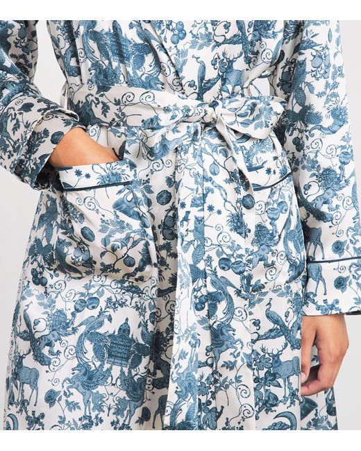Harrods Blue Silk Menagerie Night Robe