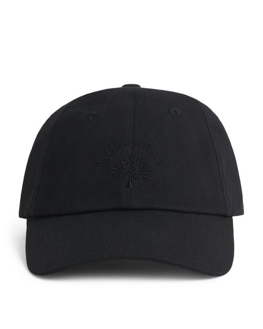 Mulberry Black Embroidered Logo Cap