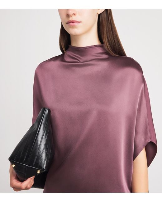 LAPOINTE Purple Satin Cape Blouse
