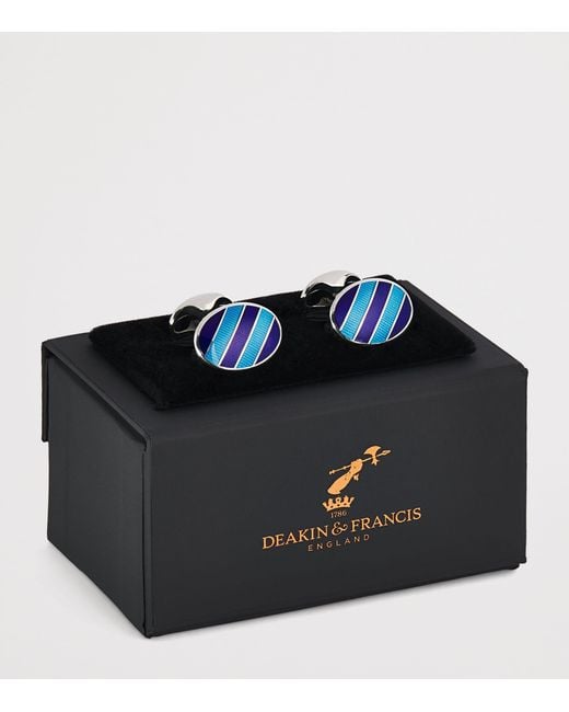 Deakin & Francis Blue Sterling Denim Enamel Cufflinks for men