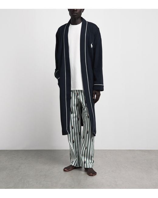 Polo Ralph Lauren Blue Cotton-Blend Jersey Bath Robe for men