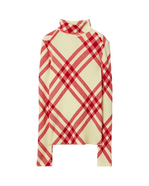 Burberry Red Wool-blend Check Print Sweater
