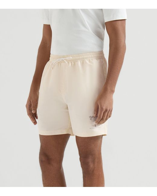 Brunello Cucinelli Natural Logo Swim Shorts for men