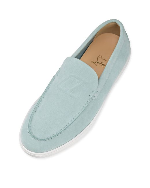 Christian Louboutin Blue Calf Leather Boat Shoes for men