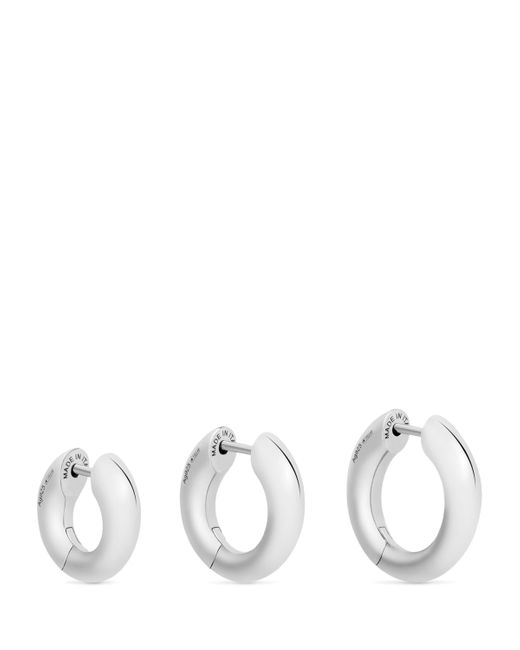 Balenciaga White Set Of 3 Sterling Hoop Earrings for men