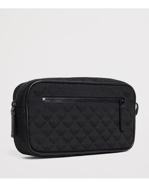 Emporio Armani Black Jacquard Logo Wash Bag for men