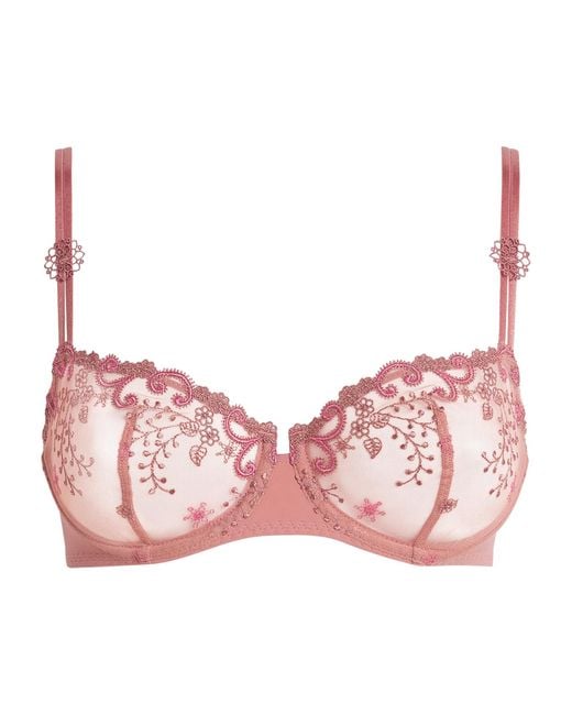 Simone Perele Pink Embroidered Délice Half-Cup Bra