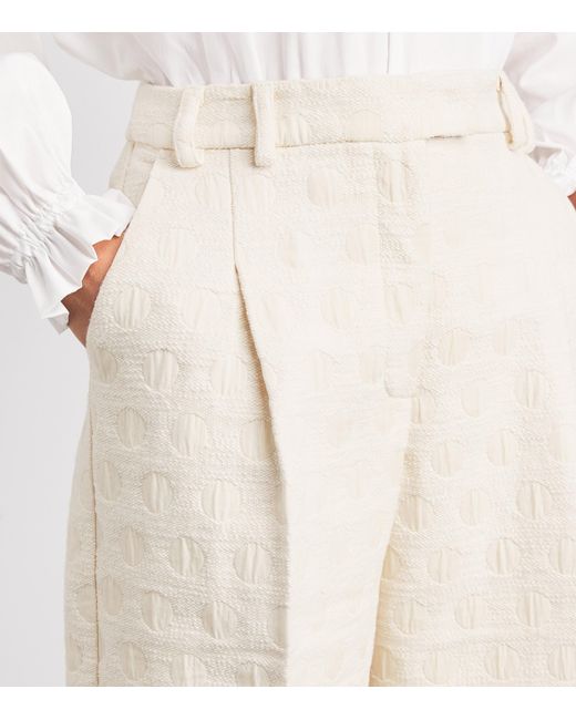 LaDoubleJ White Jacquard Wide-Leg Trousers