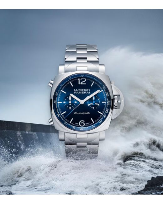 Panerai Metallic Stainless Steel Luminor Chrono Watch