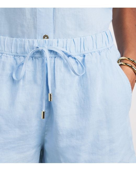 Heidi Klein Blue Linen Ponza Drawstring Shorts
