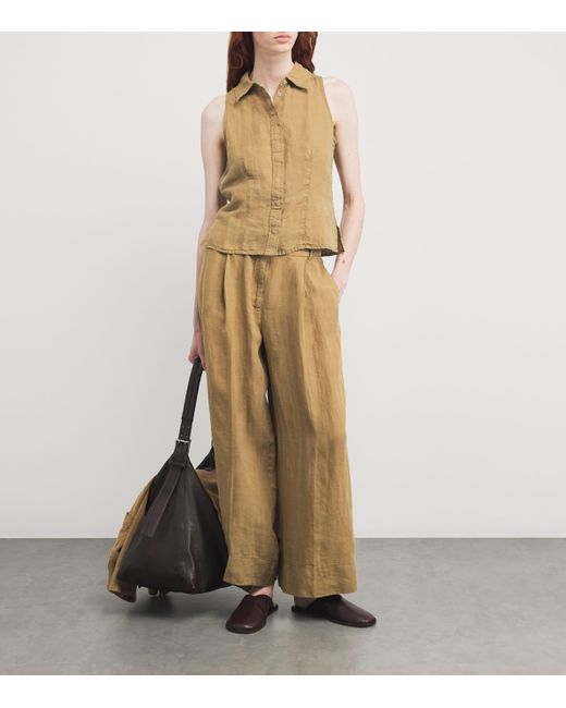 MAX&Co. Natural Linen Collar Top