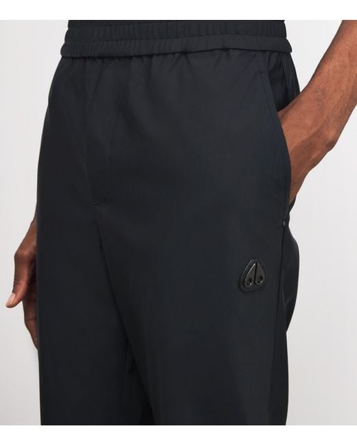 Moose Knuckles Black Cuffed Logo Trackpants for men