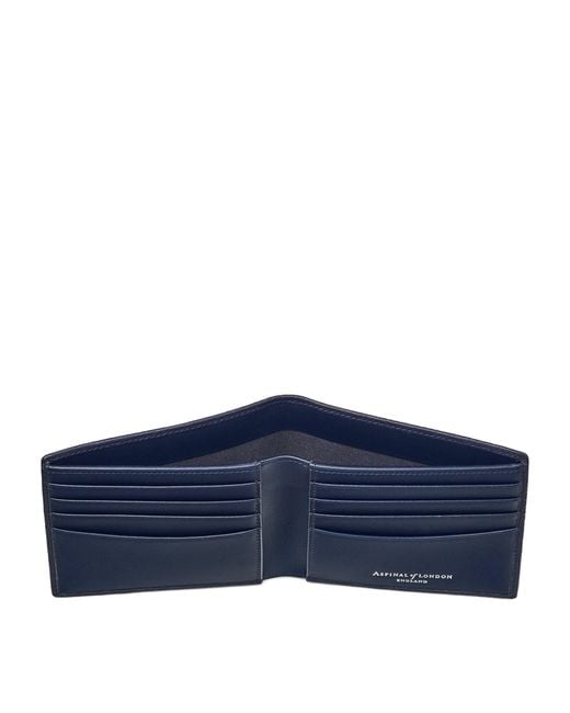 Aspinal Blue Classic Billfold Leather Wallet for men
