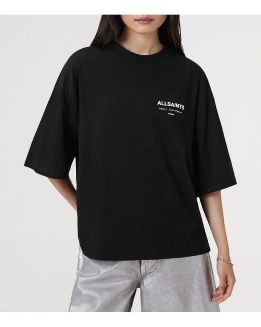 AllSaints Black Organic Cotton Under Amelie T-Shirt
