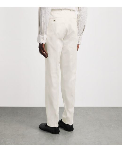 N.Peal Cashmere White Stretch-Cotton Atrani Trousers for men