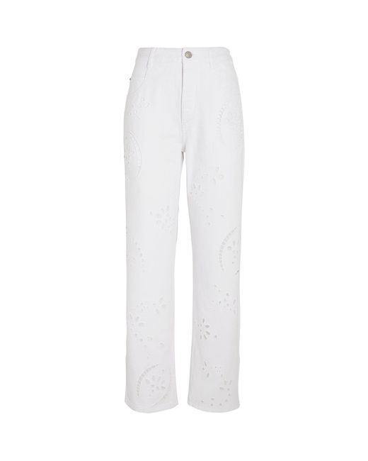 Isabel Marant White Embroidered Irina Jeans