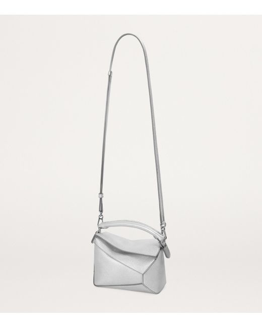 Loewe Gray Mini Leather Puzzle Edge Top-Handle Bag