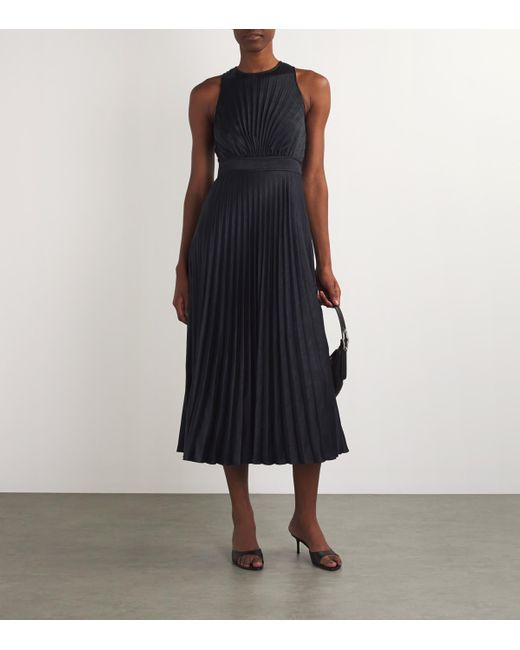 Sandro Black Sunray Pleated Midi Dress