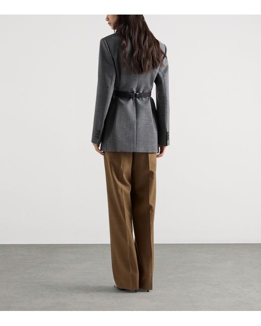 Prada Gray Single-Breasted Mélange Hopsack Blazer