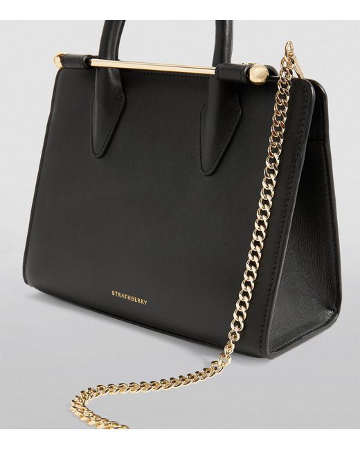 Strathberry Black Mini Leather Tote Bag