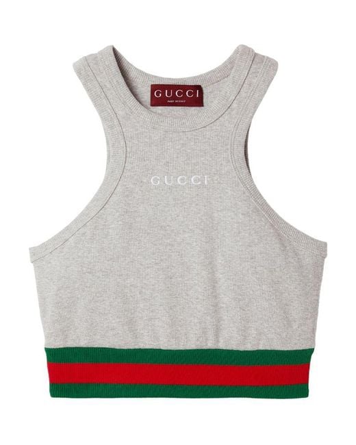 Gucci Gray Cotton Racerback Crop Top