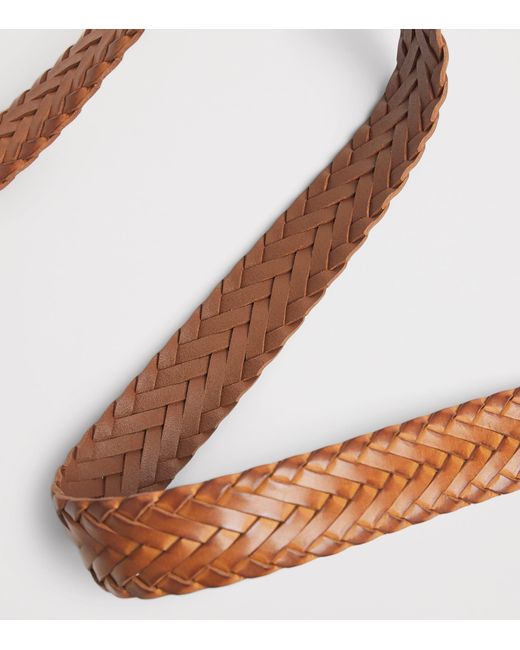 Elliot Rhodes Brown Leather Braided Belt for men