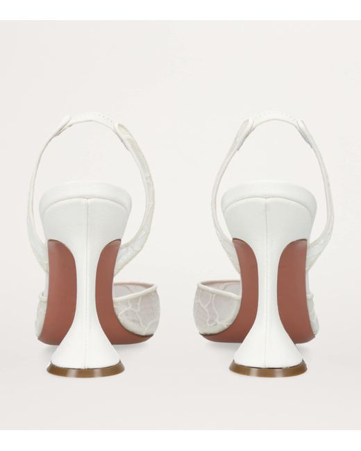 AMINA MUADDI White Lace Holli Slingback Heels 95