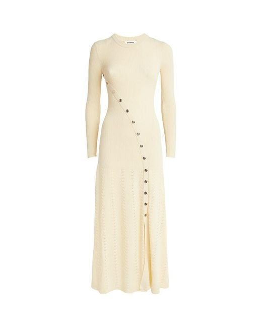 Sandro Natural Rib-Knit Midi Dress