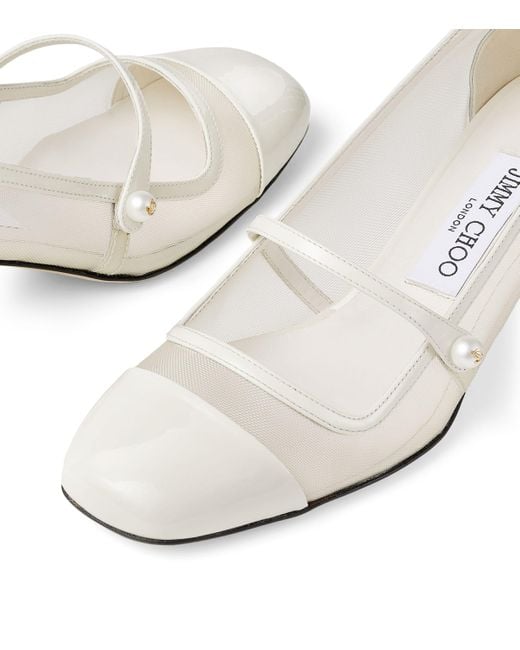 Jimmy Choo Natural Elisa 45 Leather Mary Jane Heeled Pumps