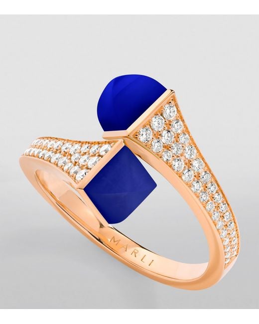 Marli New York Blue Midi, Diamond And Lapis Lazuli Cleo Ring