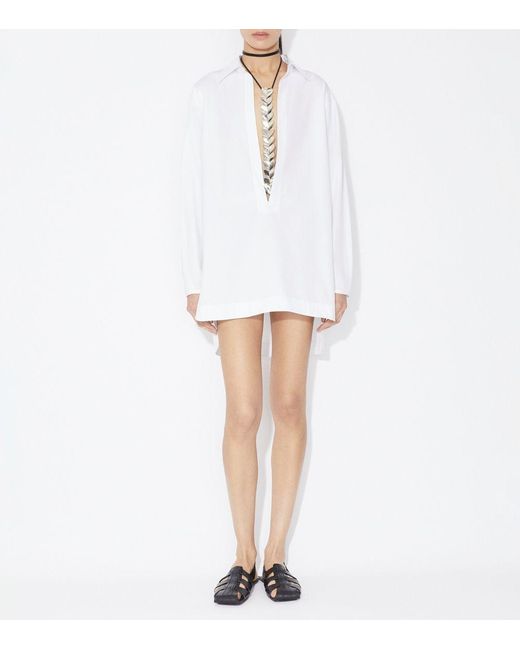 Alaïa White Cotton Tunic Mini Dress