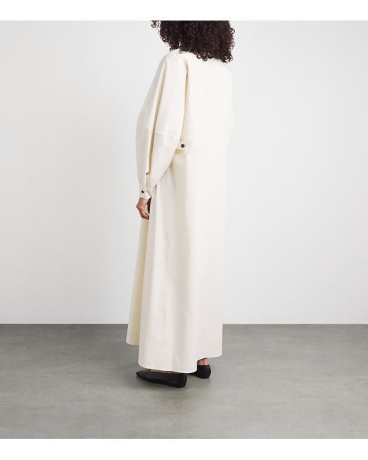 RETORI White Cotton Poplin Maxi Shirt Dress