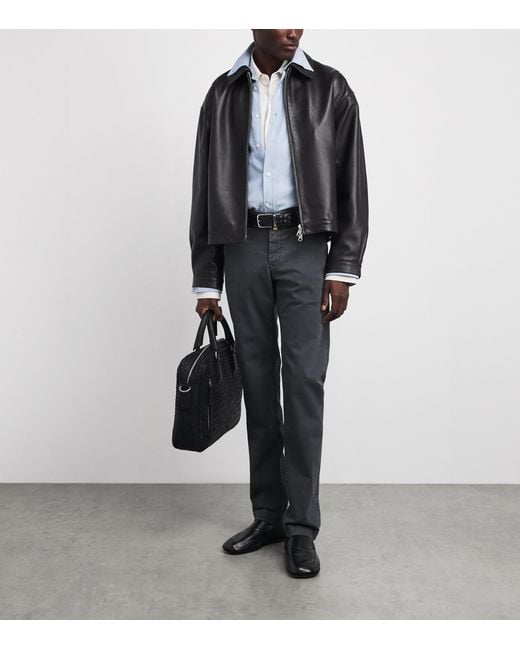 Jacob Cohen Blue Cotton-Cashmere Batavian Twill Embroidered Shirt for men
