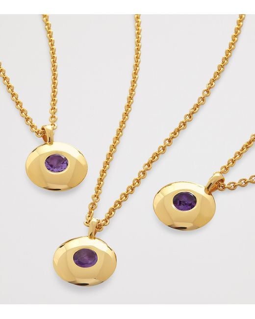 Monica Vinader Metallic Vermeil And Amethyst February Birthstone Necklace